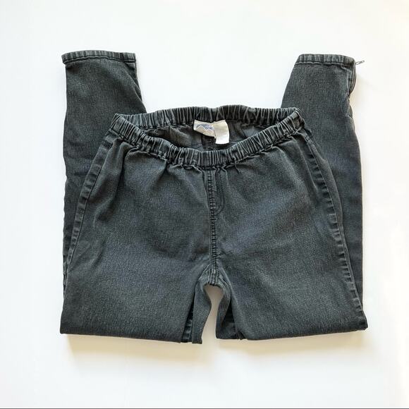 Vintage Black Jeans Size‎ M Zipper Ankle Mid Rise Elastic Waist DG2 Diane Gilman - Picture 1 of 11